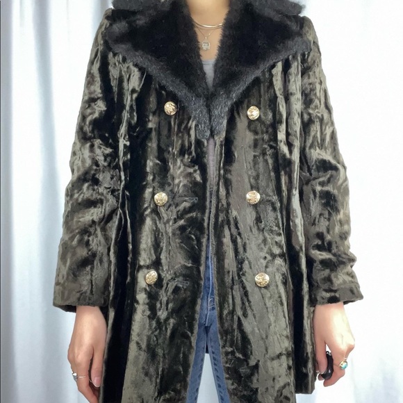 Vintage double breasted chocolate brown fur coat sz s/m - Picture 4 of 7